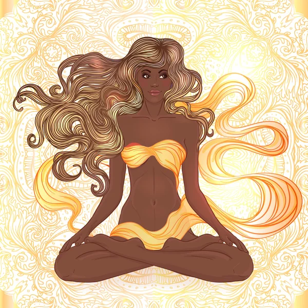 Lotus poz oturan kız