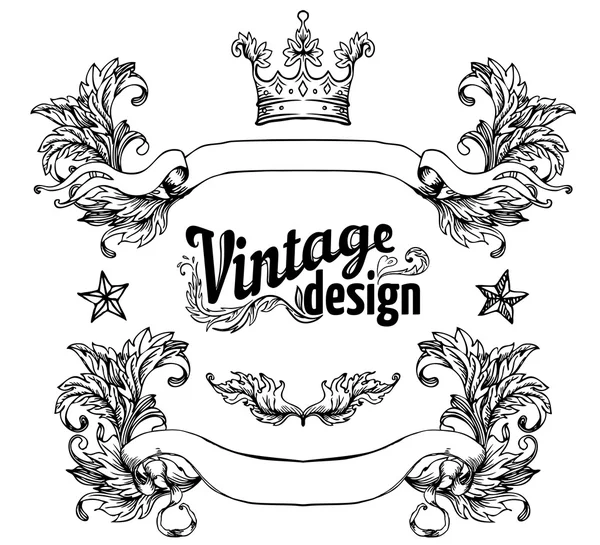 Vintage tasarım öğeleri kümesi: şeritler. — Stok Vektör