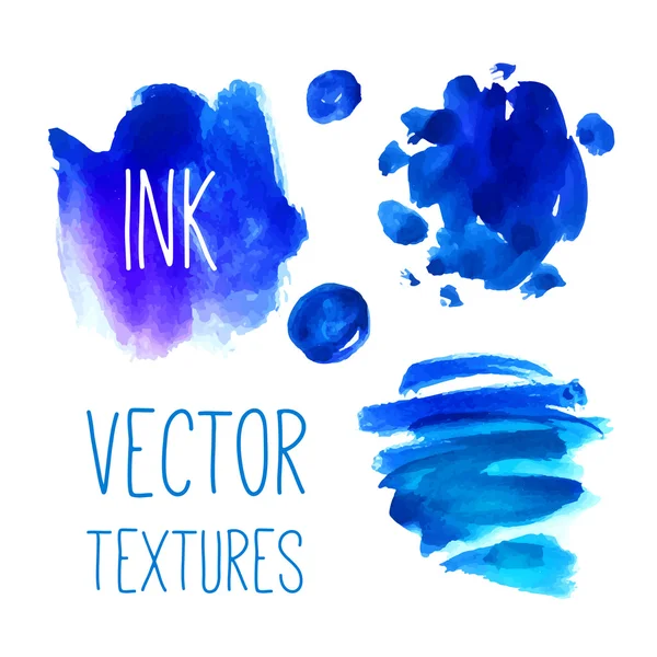 Elementos de diseño de tinta azul o acuarela — Vector de stock