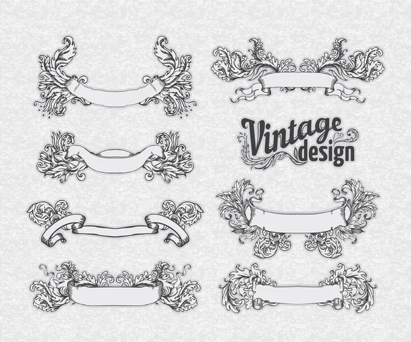 Ensemble d'éléments design vintage : Rubans . — Image vectorielle