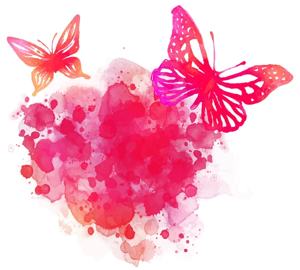 Úžasné akvarel zázemí s motýl — Stockový vektor
