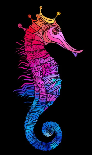 Arco-íris decorativo cavalo-marinho — Vetor de Stock