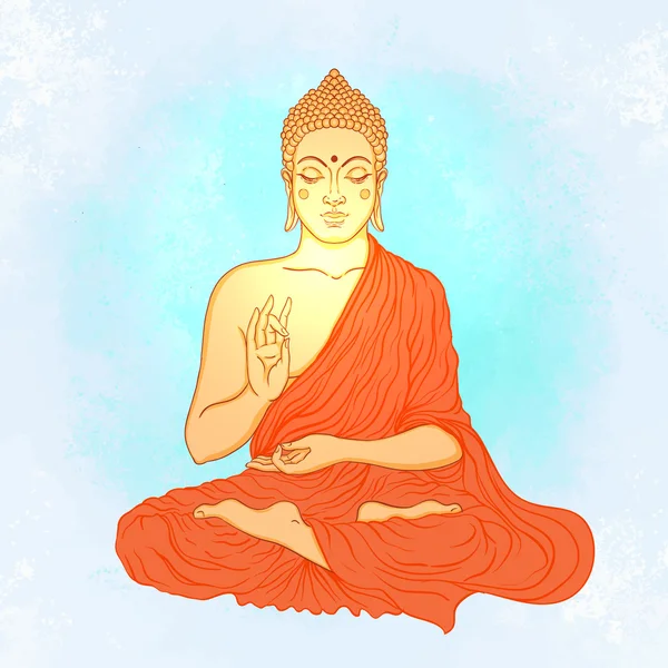 Estatua de buddha sentado — Vector de stock