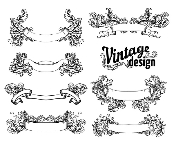 Set di elementi di design vintage: Nastri . — Vettoriale Stock