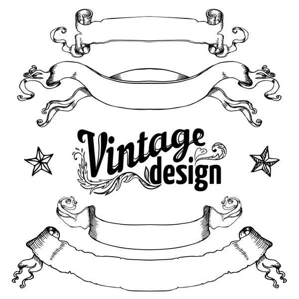 Set di elementi di design vintage: Nastri . — Vettoriale Stock