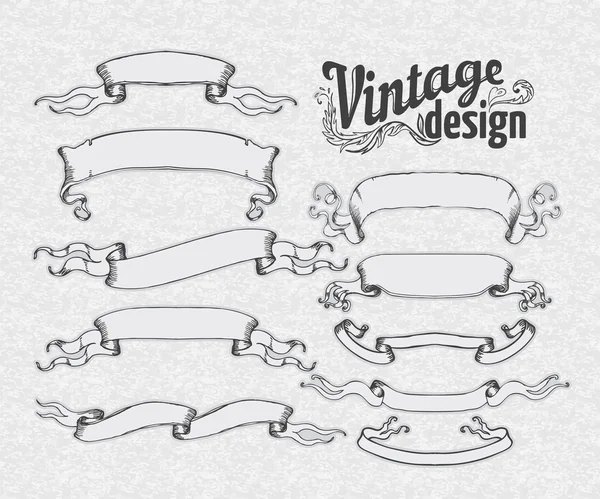 Set di elementi di design vintage: Nastri . — Vettoriale Stock