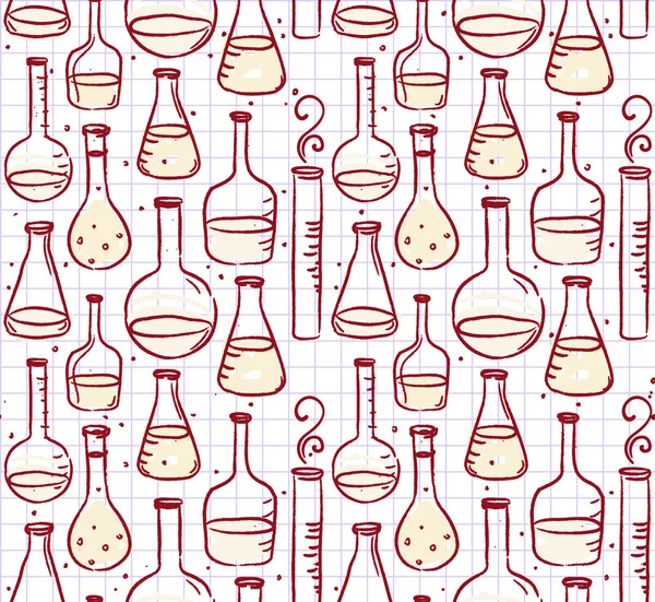 Back to school: test tubes pattern — Stock Vector