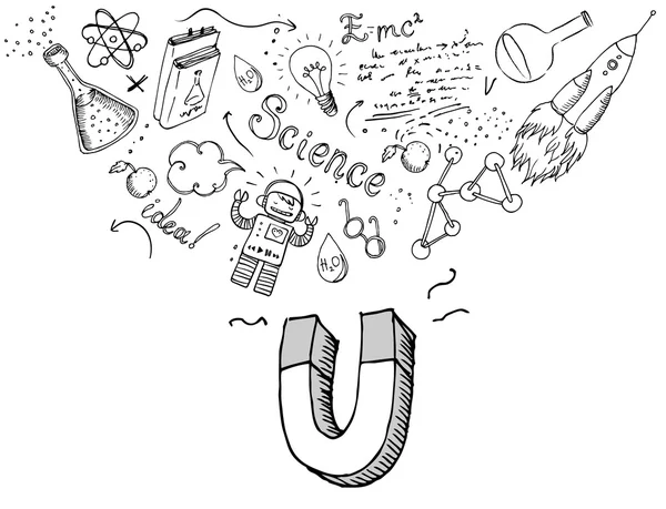 Bilim laboratuarı nesneleri mıknatıs ile