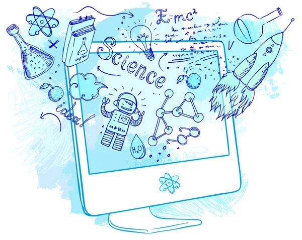 Retour à l'école : concept de technologie d'apprentissage en ligne — Image vectorielle