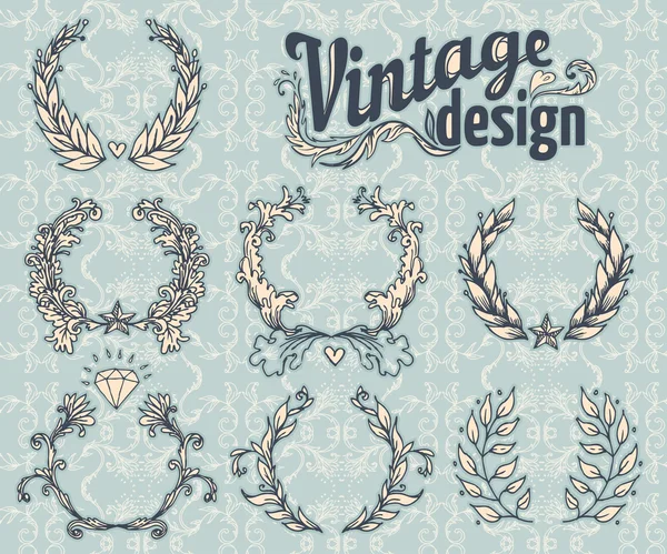 Set di elementi di design vintage. — Vettoriale Stock
