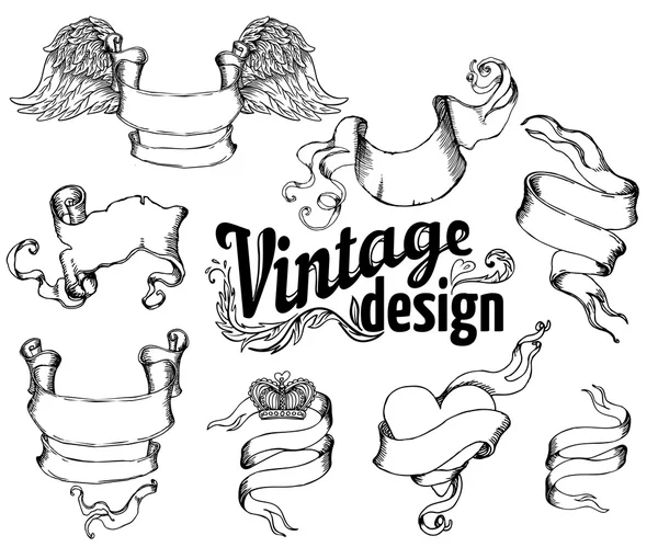 Ensemble d'éléments design vintage : Rubans . — Image vectorielle