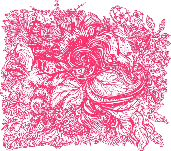 Patrón ornamentado floral con flores — Vector de stock