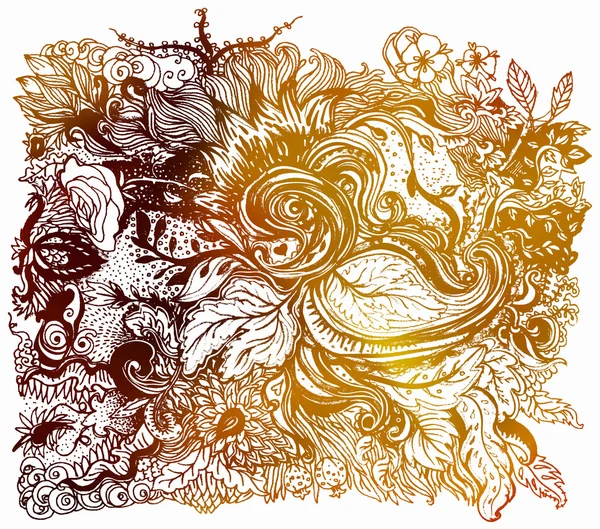 Patrón ornamentado floral con flores — Vector de stock