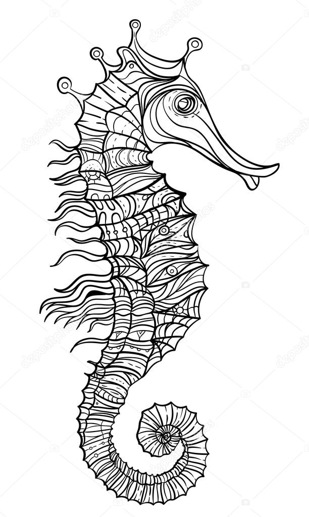 decorative geometric seahorse