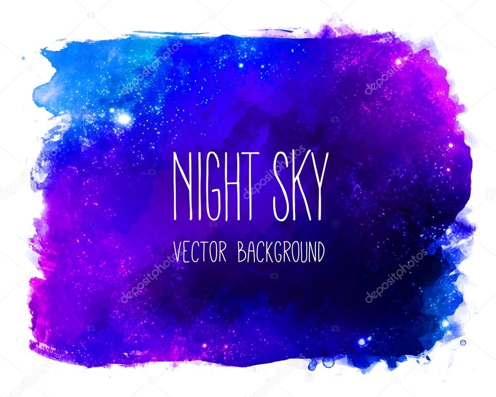 Watercolor space texture with glowing stars