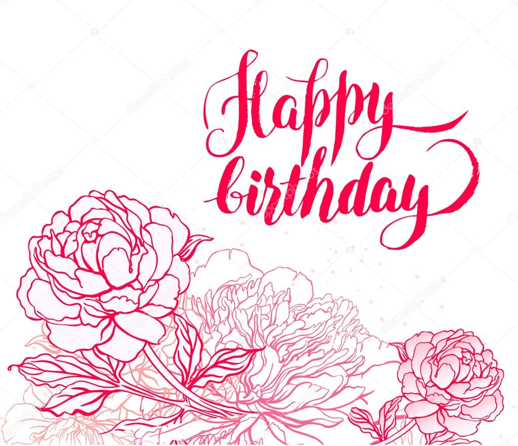 Beau Bouquet De Pivoines Carte De Voeux Image Vectorielle Par Vgorbash C Illustration