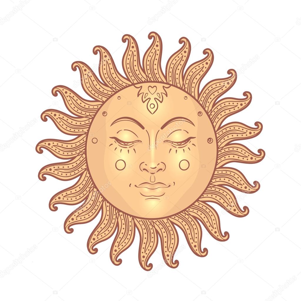 Golden Sun in vintage engraving style Stock Vector Image by ©vgorbash
