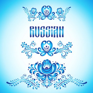 Bird of happiness on the branch with leaves, swirls and flowers. Gzhel, Russian traditional painted floral pattern inspired detailed isolated vector illustration. Print, poster, t-shirt, textile.