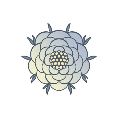 William Morris tarzında dekoratif bir çiçek motifinin izole edilmiş vektör çizimi. Zarif çizgileri ve soluk renkleri olan klasik tasarım. Parmak izi, tekstil ve desenler için mükemmel..