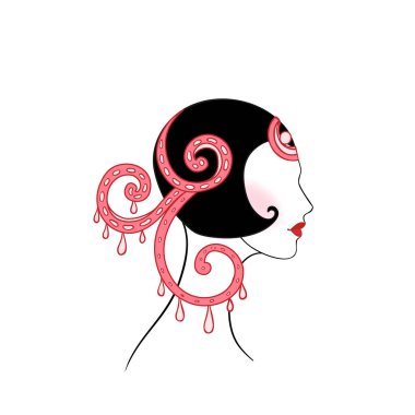 Art Deco tarzında, kırmızı tüy ve zarif silüetiyle 1920 'li yılların göz kamaştırıcı, flapper kızlarının vektör çizimi. Klasik parti davetiyeleri, caz etkinlikleri, temalı düğünler veya retro dekorlar için mükemmel..