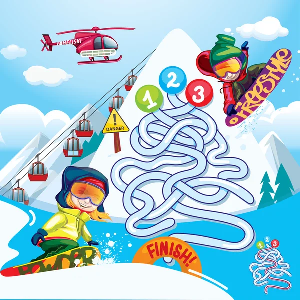 Labirintus snowboard vektor — Stock Vector