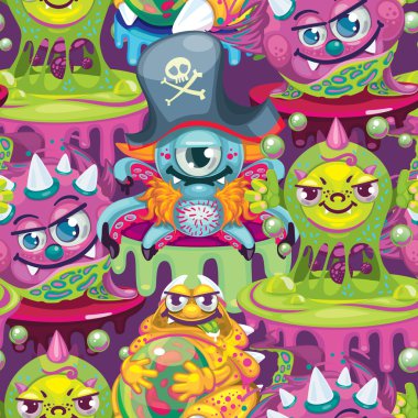 vektör Dikişsiz desen çizgi film virüs