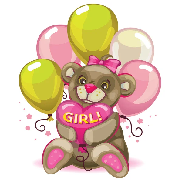 Είναι ένα κορίτσι. Αρκούδα — Διανυσματικό Αρχείο