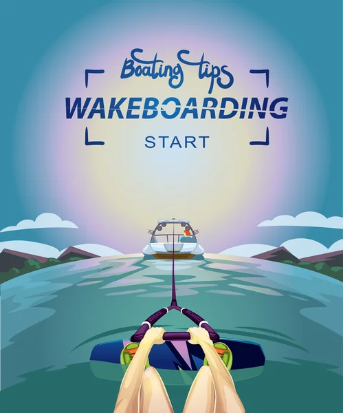 Wake boarding start tips — Stockvector