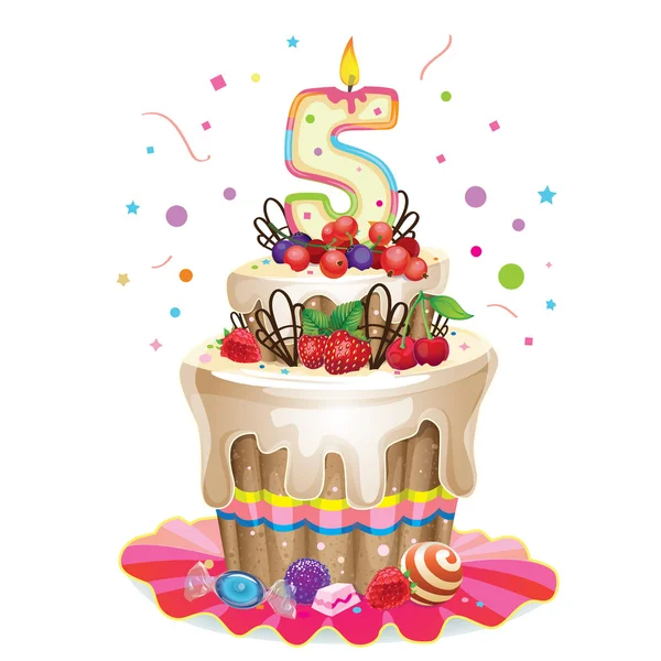 Feliz cumpleaños pastel 5 — Vector de stock