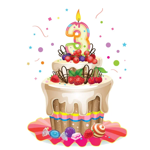 Feliz cumpleaños pastel 3 — Vector de stock