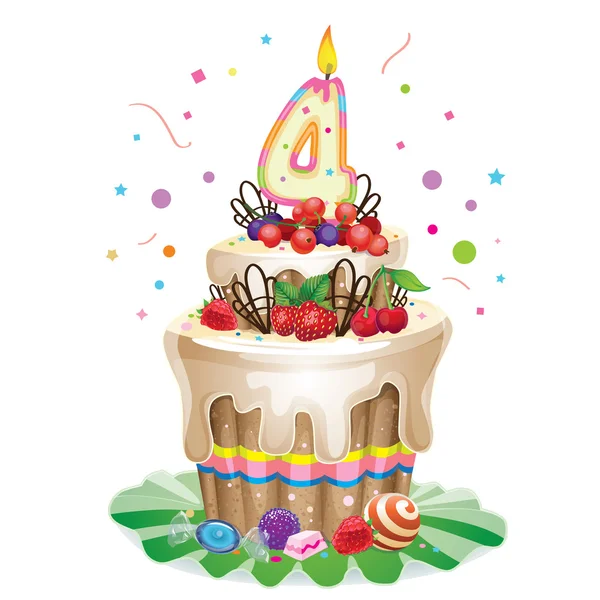 Šťastné narozeniny dort 4 — Stockový vektor