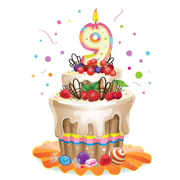 Happy Birthday cake 9 — Stock Vector