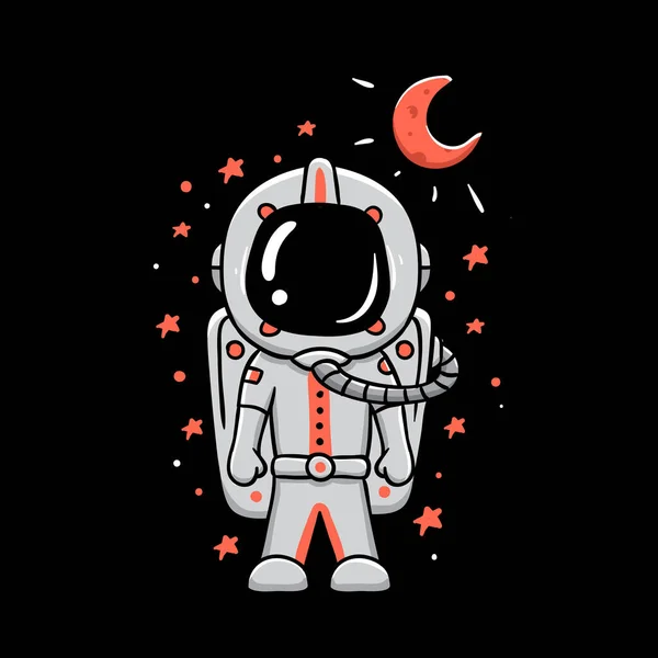 Kid Astronaut Illustration Shirt Design Vector Illustration — 스톡 벡터