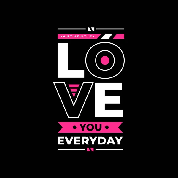 Love You Every Day Quote Poster Design Black Background — Stok Vektör