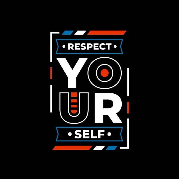 Respect Your Self Quote Poster Design Black Background — Διανυσματικό Αρχείο