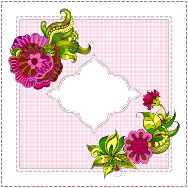 El-çizim süsler ve çerçeve ile kartı