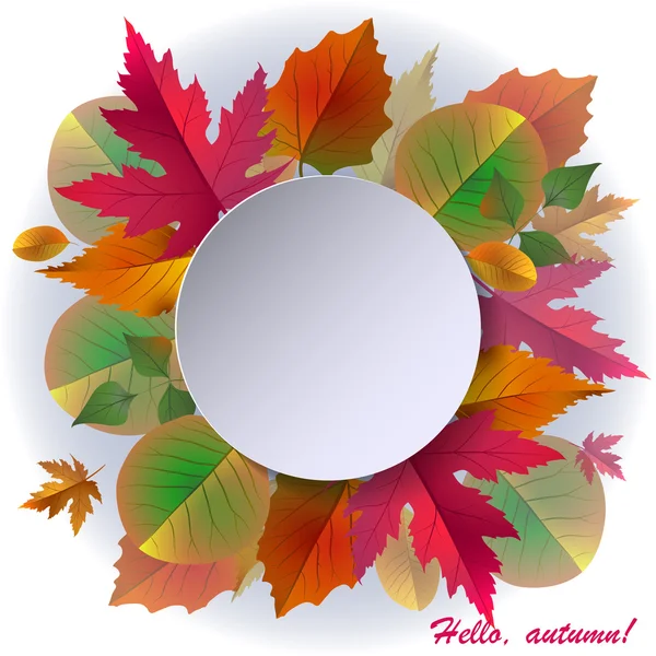 Fondo de otoño con marco y hojas — Vector de stock