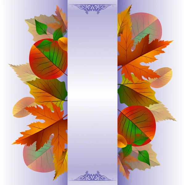 Fondo de encaje vectorial con hojas de otoño — Vector de stock