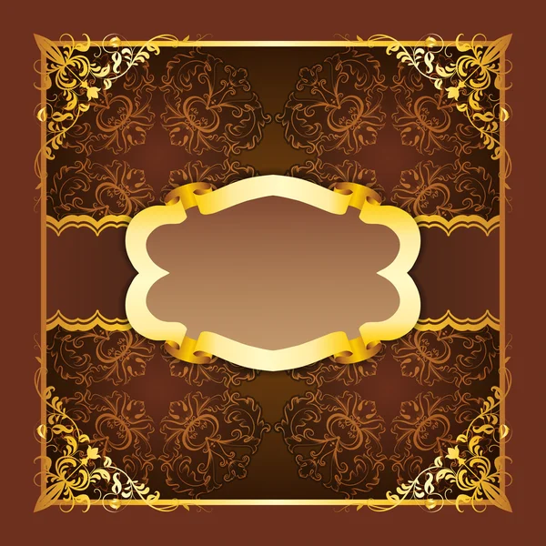 Koninklijke frame met linten op naadloze ornament — Stockvector