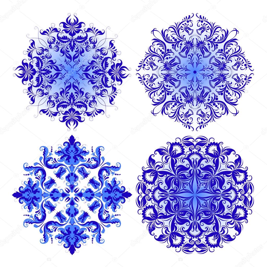 Vector set of blue pattern