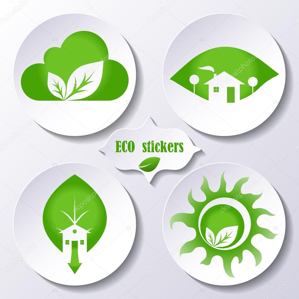 Set of stickers, icons environmental protection