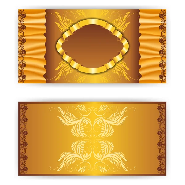 Tarjeta de invitación de oro real con marco — Archivo Imágenes Vectoriales