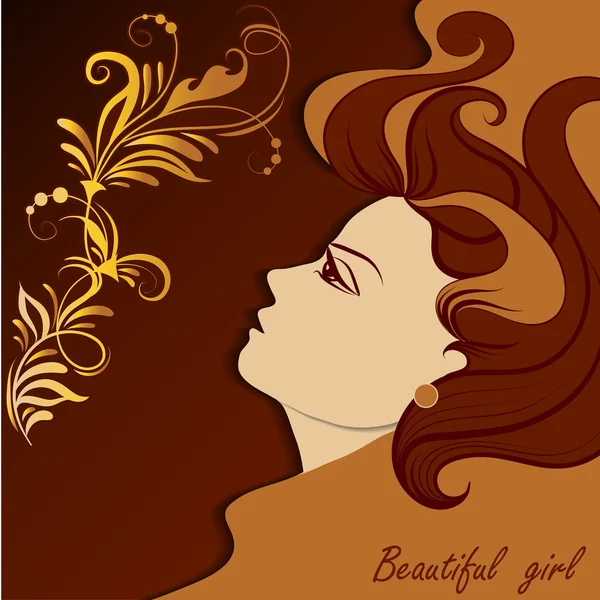 Графический портрет красивой девушки — стоковый вектор
