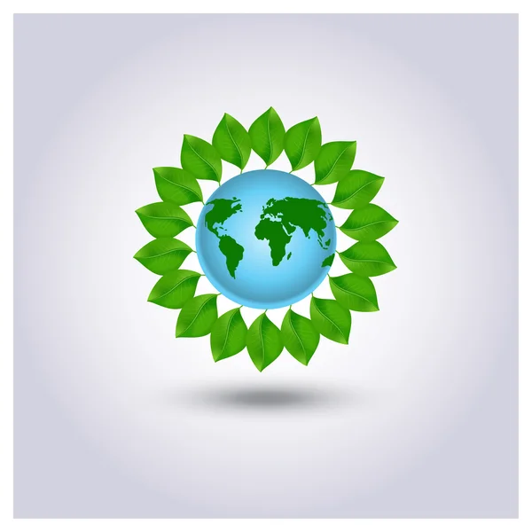 Ekologi ikonen grön planet — Stock vektor