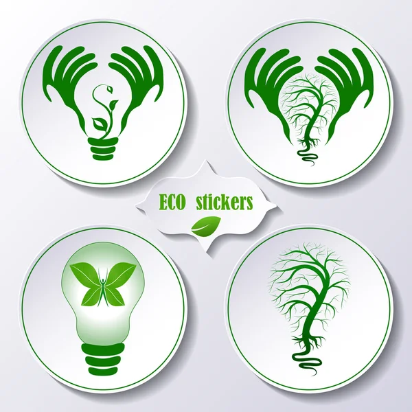 Набор стикеров экологической концепции Лицензионные Стоковые Иллюстрации
