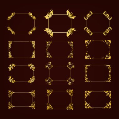 Dekoratif el çizilen çerçeve kümesi