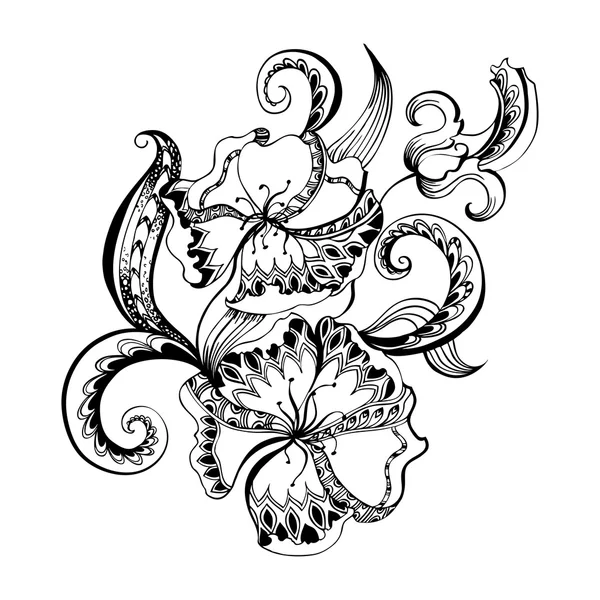 Нечеткие каракули декоративный цветочный набросок — стоковый вектор