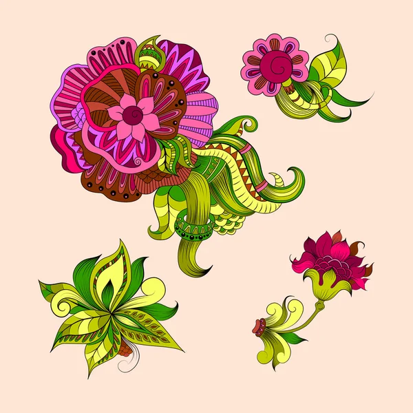 Povrchní čmáranice dekorativní květinové obrys — Stockový vektor