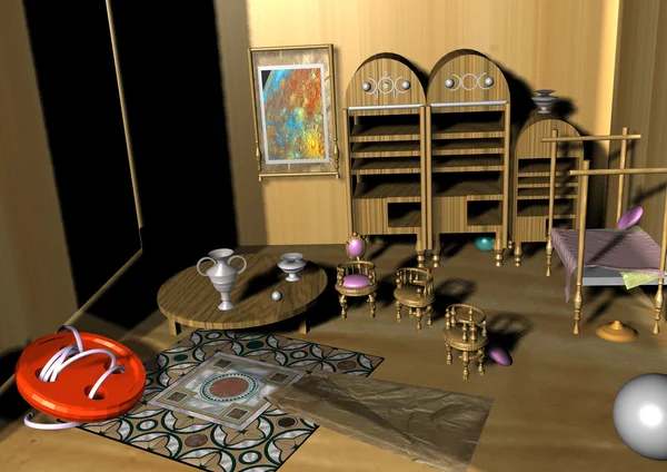 Миниатюрный кукольный зал с несколькими шкафами Лицензионные Стоковые Фото