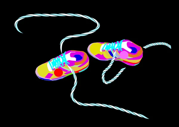 Colorful running shoes over a black background — Stock Photo, Image